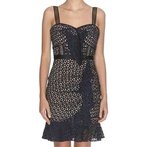 SELF-PORTRAIT Navy Petal Broderie Dress Size US 4